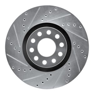 Volkswagen Passat Brake Rotor (1) - Front Left - R1 Concepts - Drilled & Slotted - Silver - `02-`05